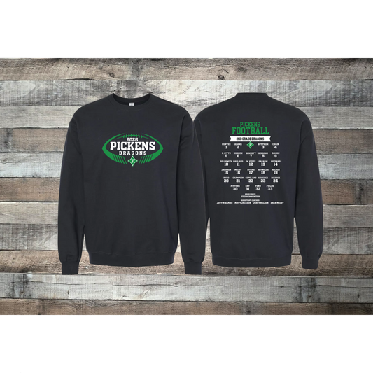 Pickens Dragons Football 2nd Grade Roster Crewneck Sweatshirt
