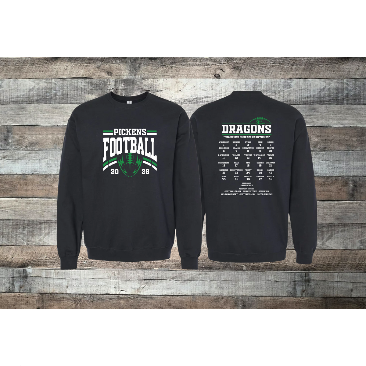 Pickens Dragons Football 3rd Grade Roster Crewneck Sweatshirt