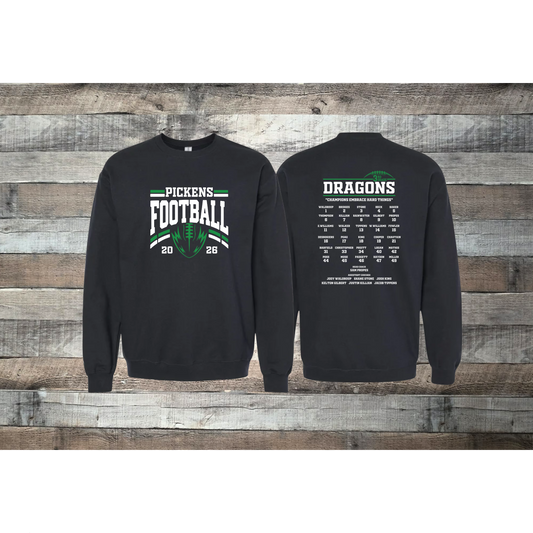 Pickens Dragons Football 3rd Grade Roster Crewneck Sweatshirt