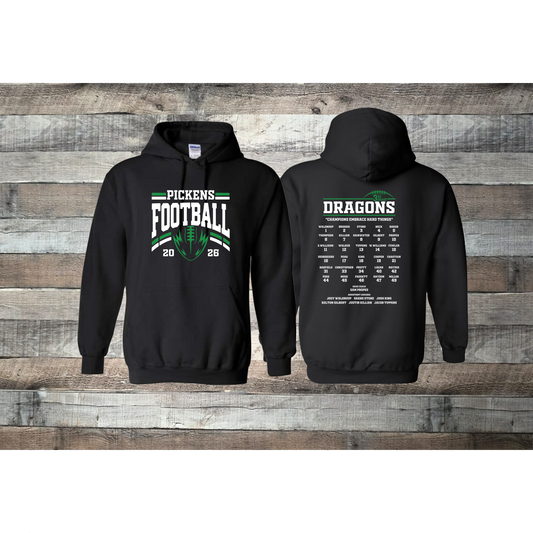 Pickens Dragons Football 3rd Grade Roster Hoodie