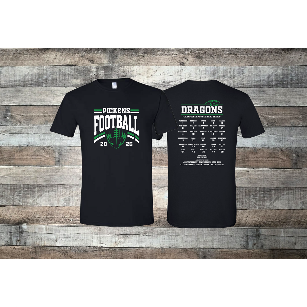Pickens Dragons Football 3rd Grade Roster T-shirt
