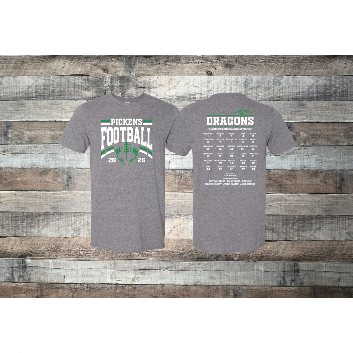 Pickens Dragons Football 3rd Grade Roster T-shirt
