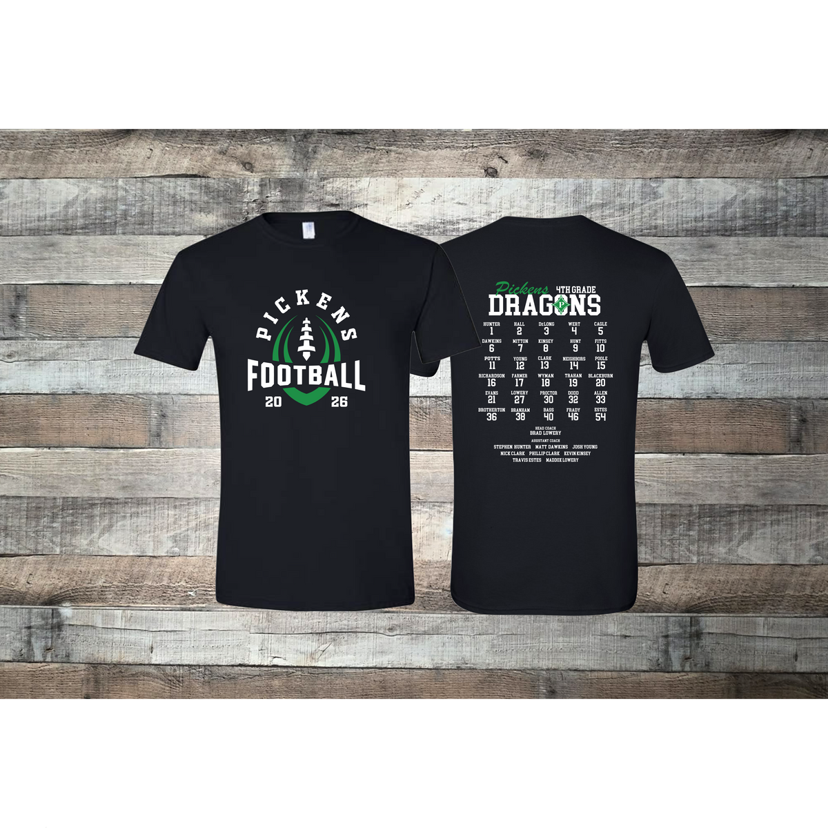 Pickens Dragons Football 4th Grade Roster T-shirt