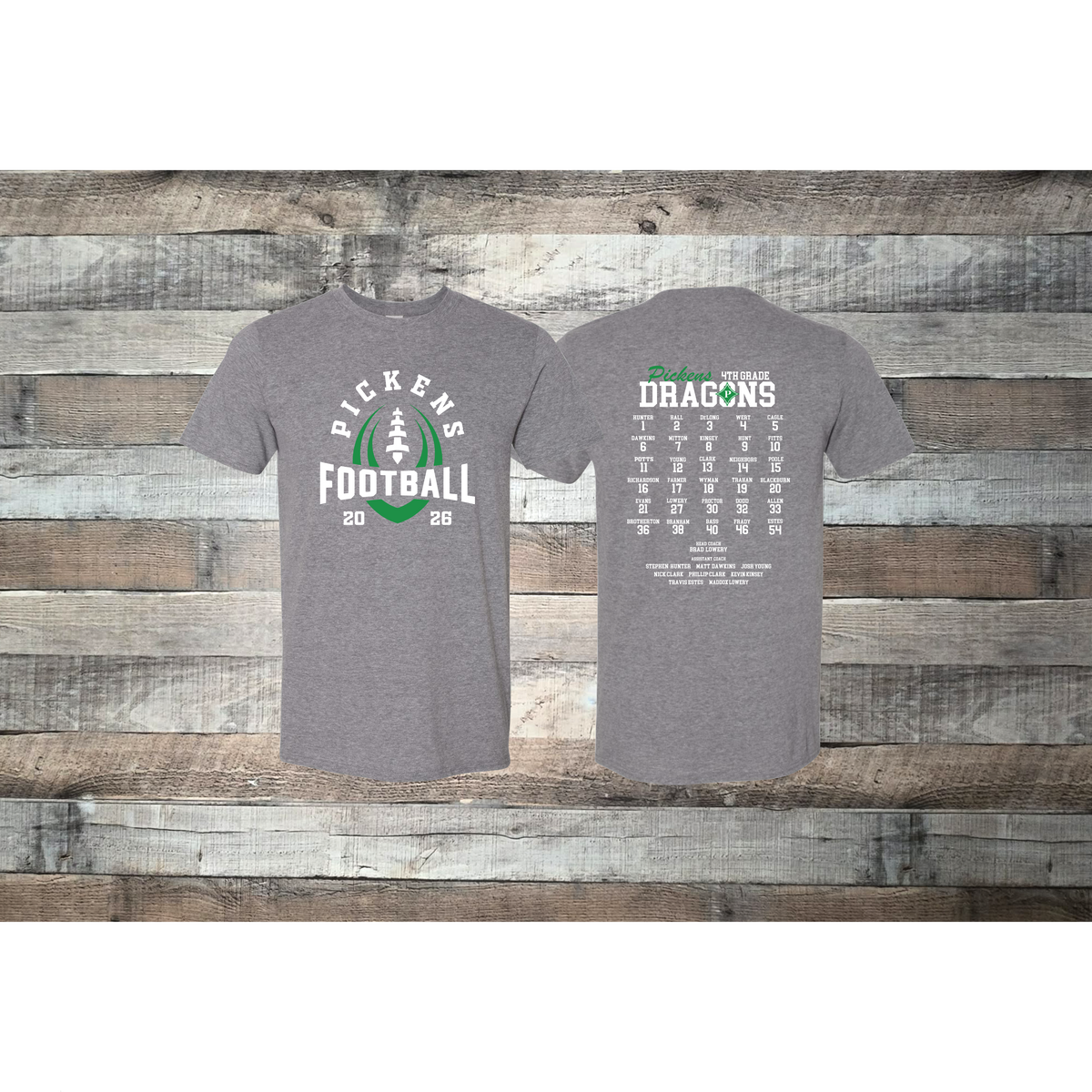 Pickens Dragons Football 4th Grade Roster T-shirt