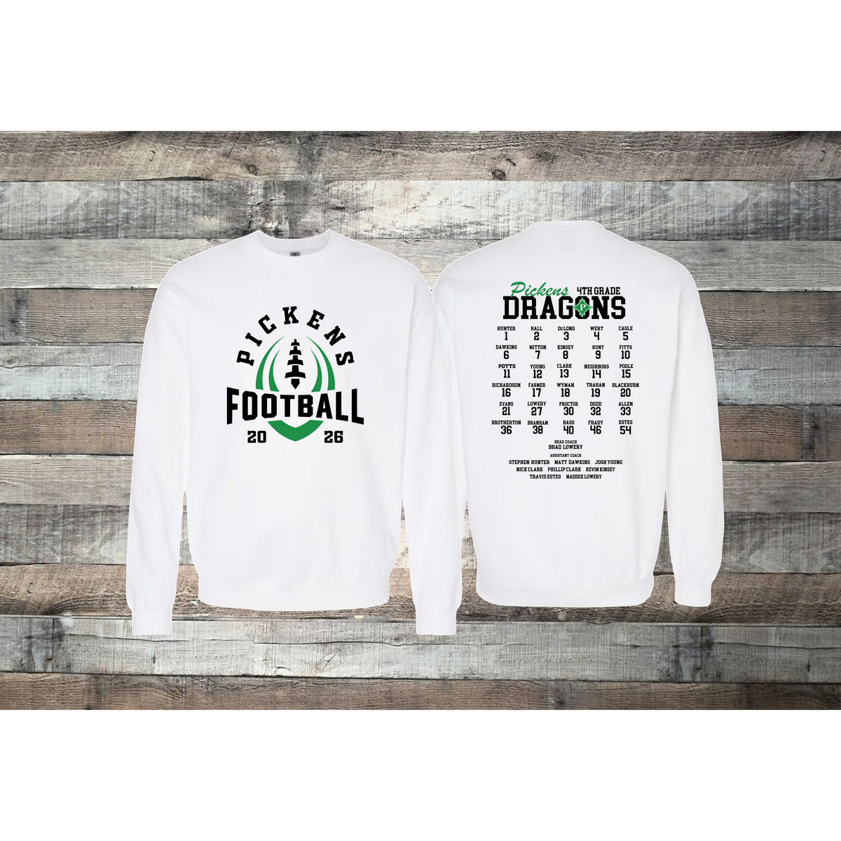 Pickens Dragons Football 4th Grade Roster Crewneck Sweatshirt