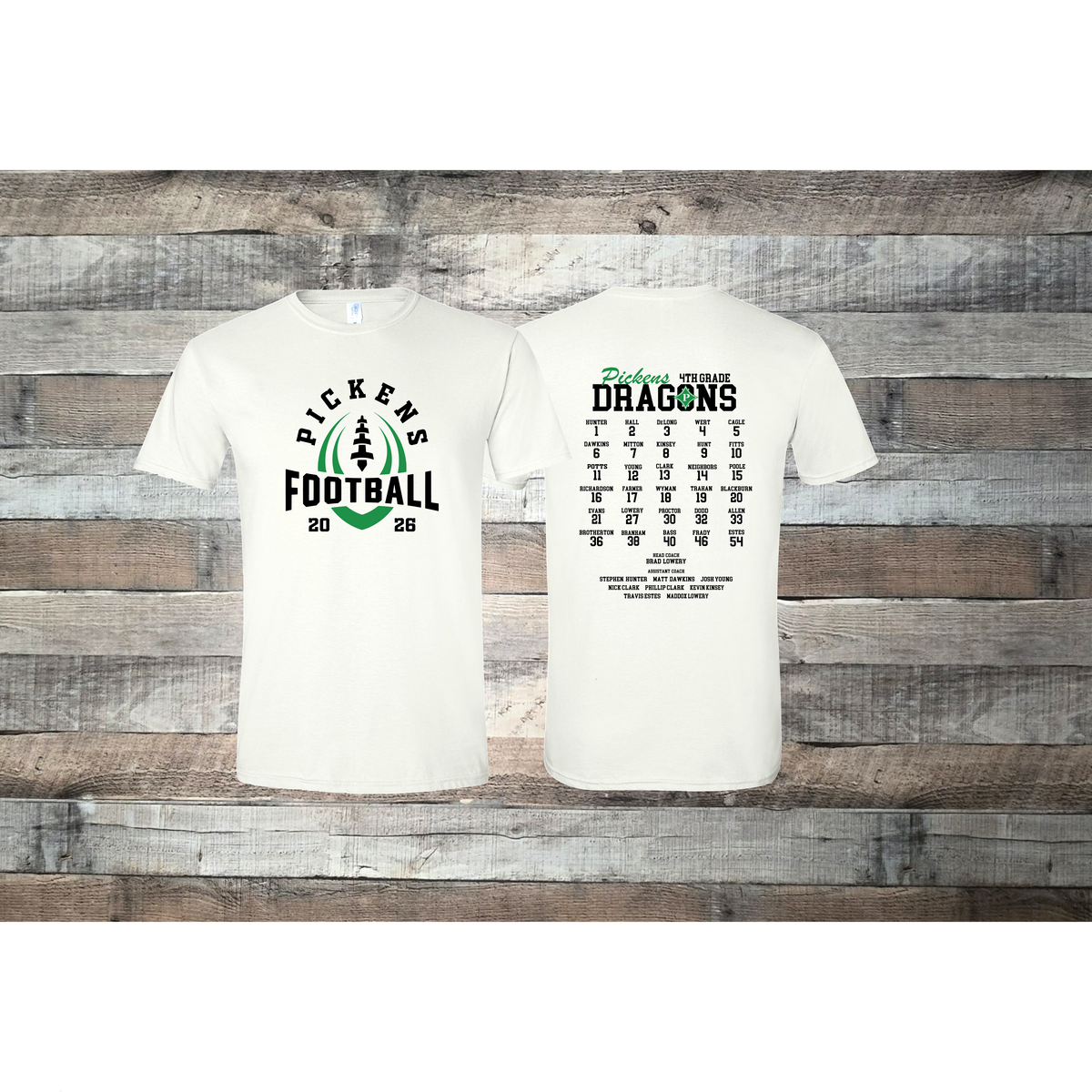 Pickens Dragons Football 4th Grade Roster T-shirt