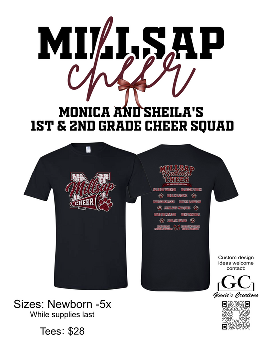 Millsap Bulldogs 1st & 2nd Grade Cheer Squad T-shirt (Monica Edwards' Team)