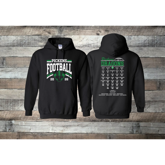 Pickens Dragons Football 2nd Grade Roster Hoodie
