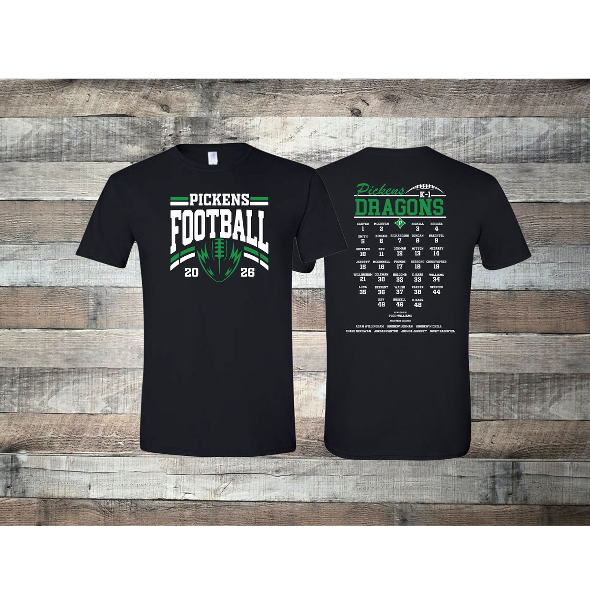 Pickens Dragons Football 2nd Grade Roster T-shirt